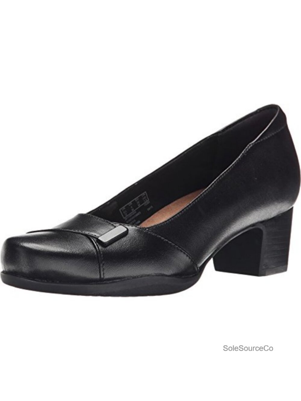 Leather Block Heel Dress Pump Slip-On Comfortable Work Shoes